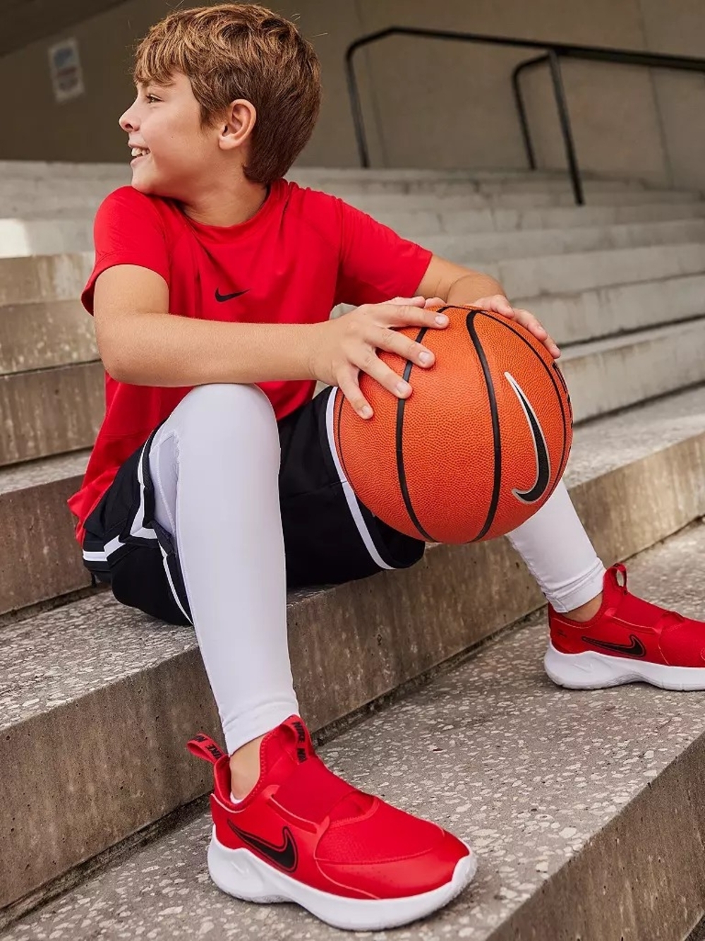 Nike Kids White Compression Leggings with Black-Trim Shorts